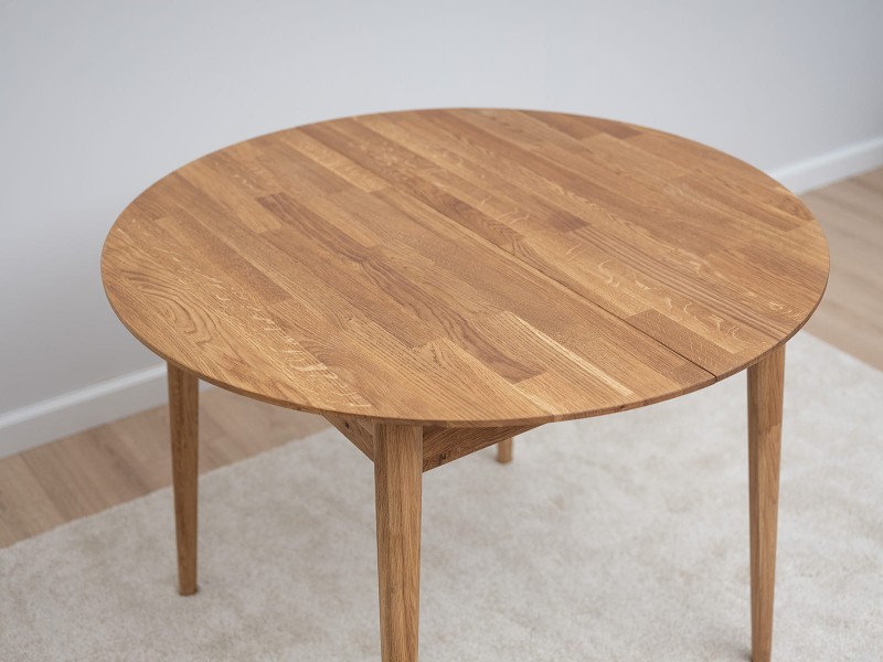 Masă rotundă din stejar fi100 +30 cm extensii Bergen ulei intens