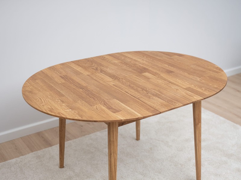 Masă rotundă din stejar fi100 +30 cm extensii Bergen ulei intens