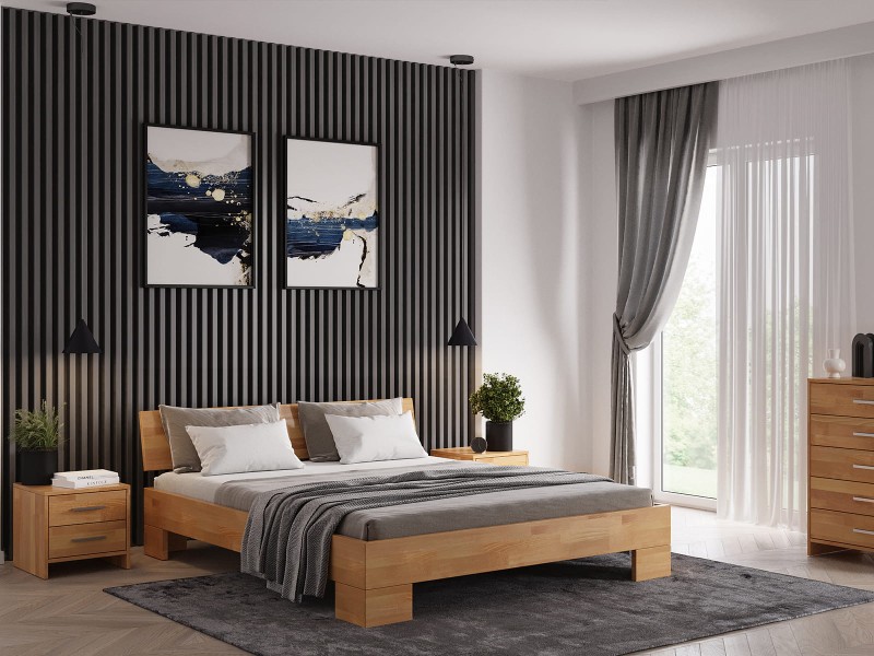 Pat înalt din lemn de fag 140x200 Alemria