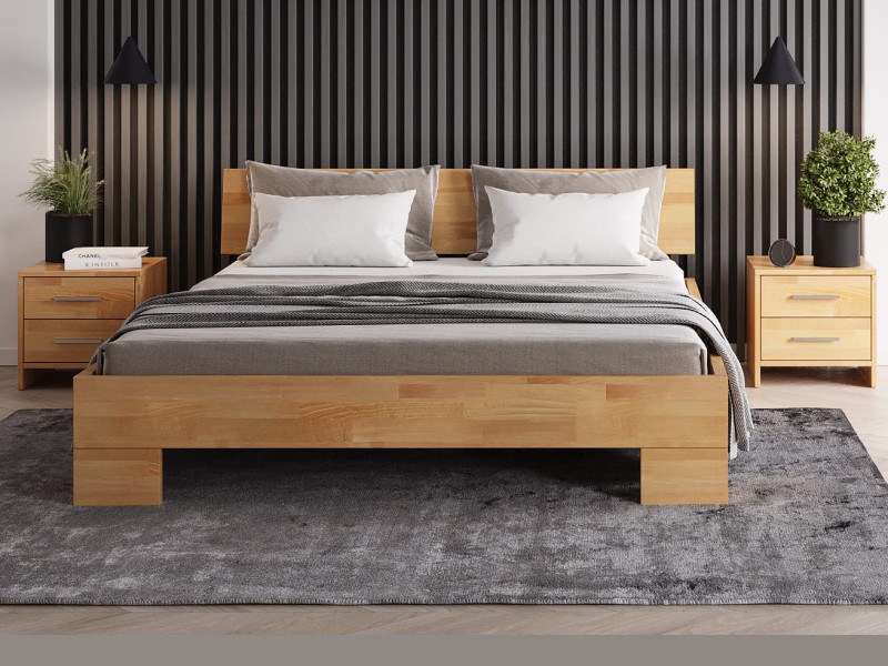 Pat înalt din lemn de fag 180x200 Alemria