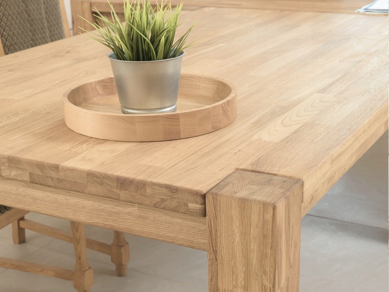 Masă rustică din stejar 90x140-240 cm Falun ulei intens