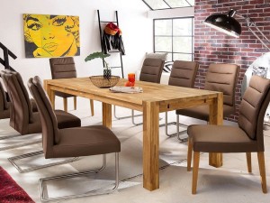 Masă rustică din stejar 90x180-280 cm Falun ulei intens