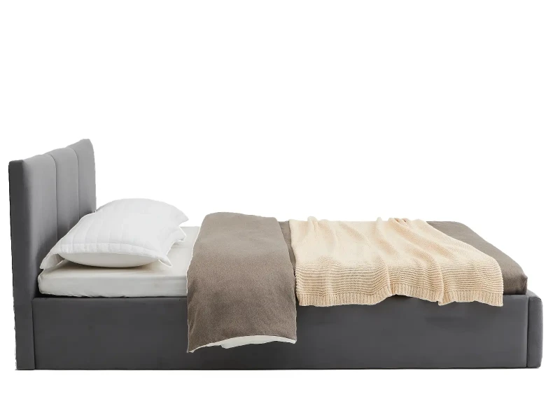 Pat Tapitat cu spatiu de depozitare 160x200 TOP Line 7 Grafit Velvet