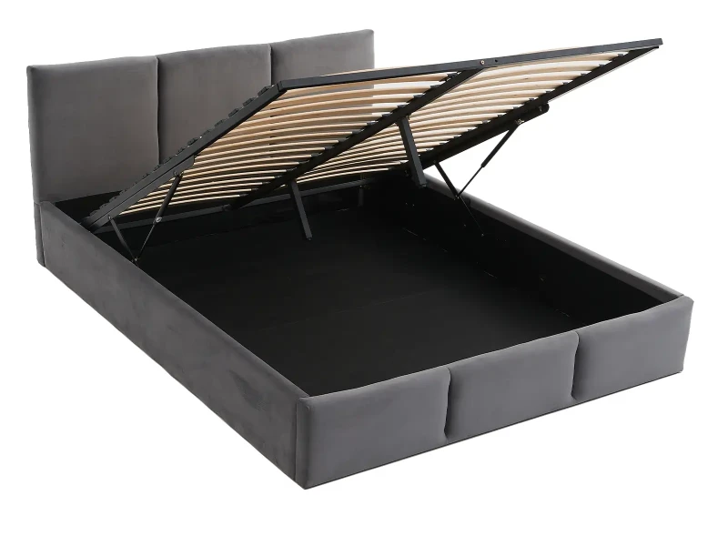 Pat Tapitat cu spatiu de depozitare 160x200 TOP Line 7 Grafit Velvet