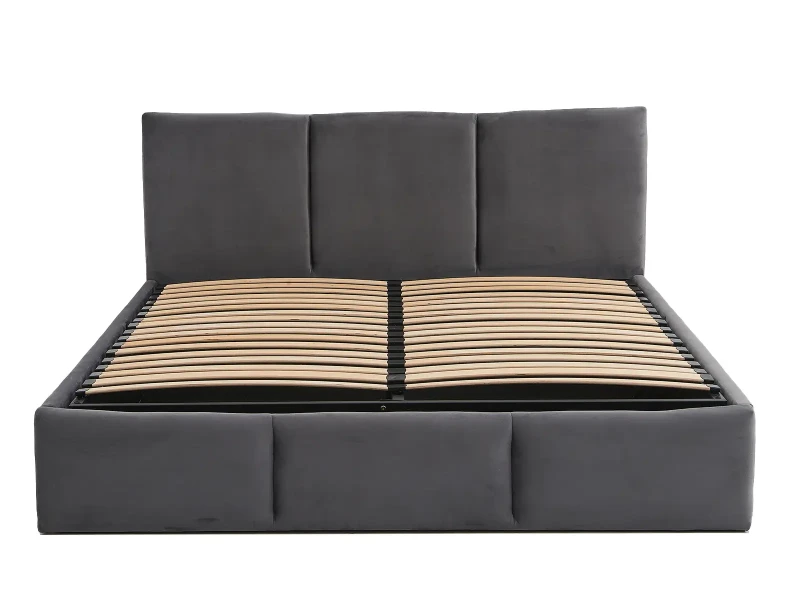 Pat Tapitat cu spatiu de depozitare 160x200 TOP Line 7 Grafit Velvet