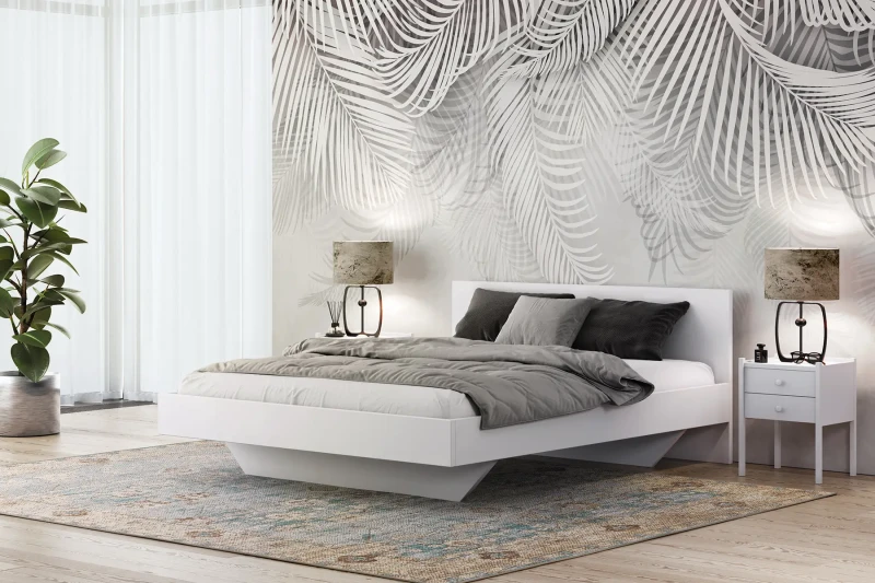 Pat de levitare 140x200 din placa de mobilier DM2 alba