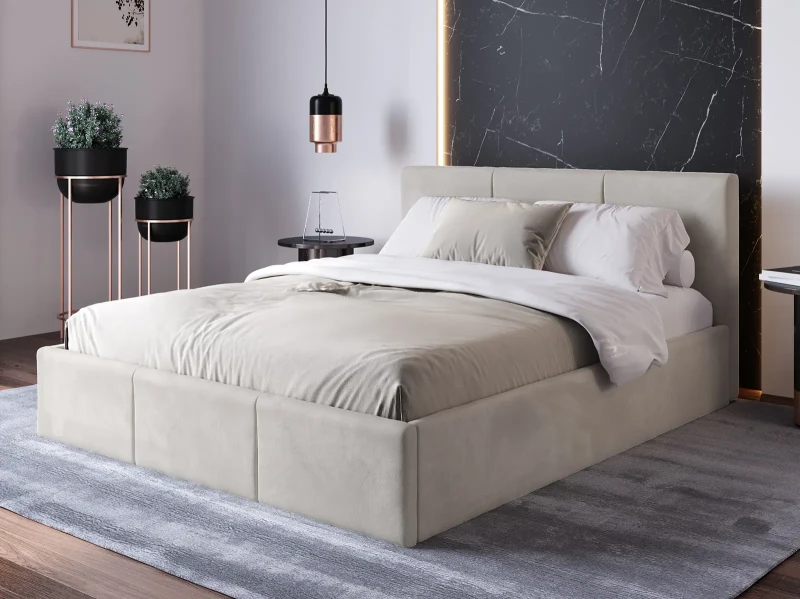 Pat Tapitat cu spatiu de depozitare 180x200 TOP Line 7 Gri Velvet