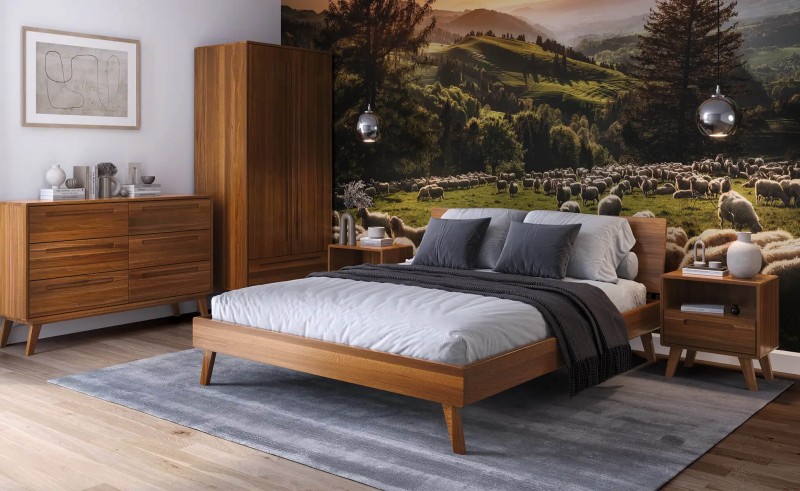 Comodă din fag Beskid 6S, lăţime 140 cm, Stejar rustic