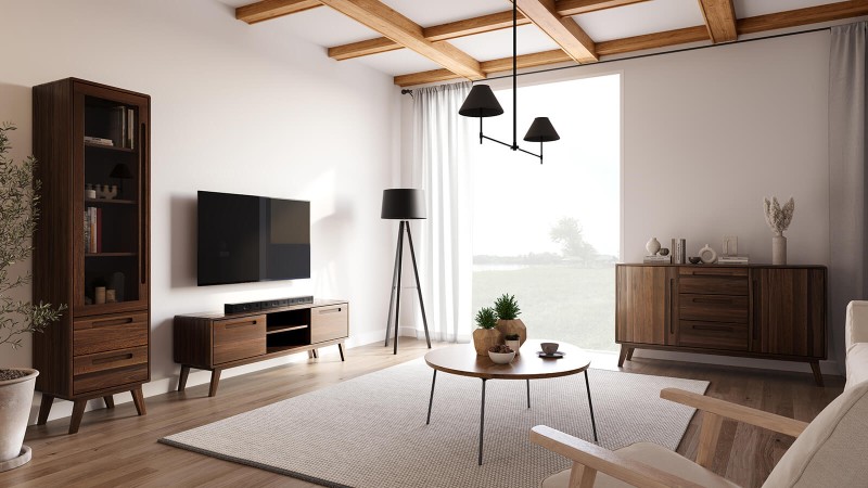 Comodă din lemn Beskid 3S2D, lăţime 155 cm, Nuc Italian