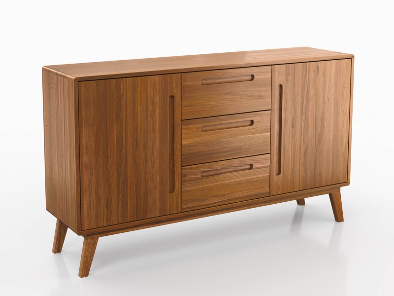 Comodă din lemn Beskid 3S2D, lăţime 155 cm, Stejar rustic