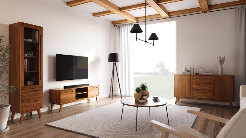 Comodă din lemn Beskid 3S2D, lăţime 155 cm, Stejar rustic