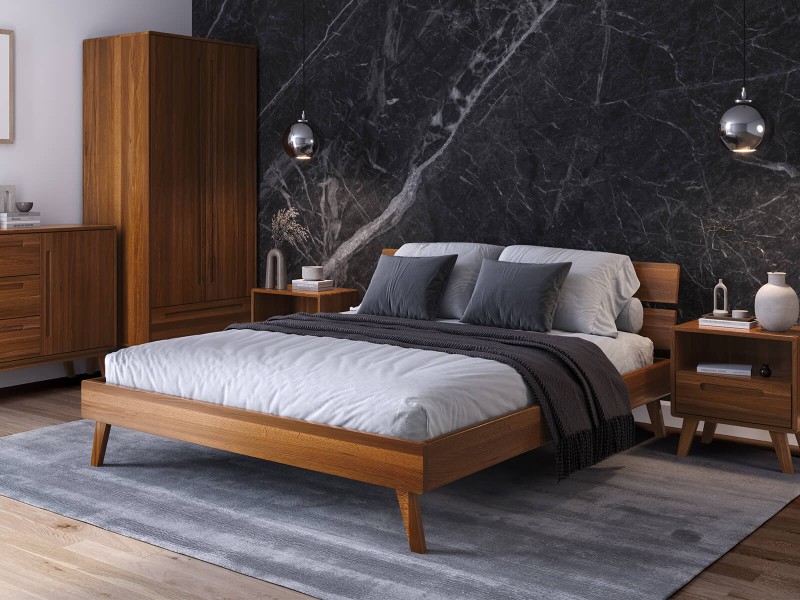 Pat din lemn de fag 140x200 Beskid 02 stejar rustic