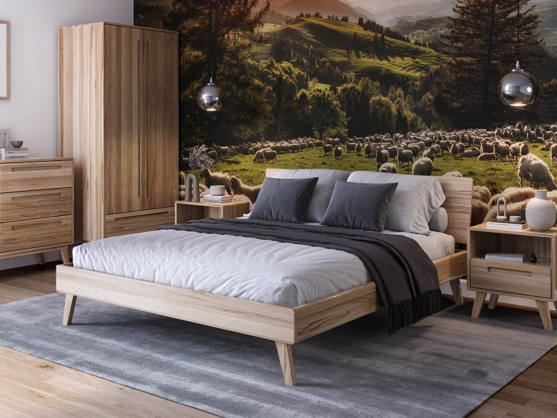 Pat din lemn de fag 160x200 Beskid 03 fag natural