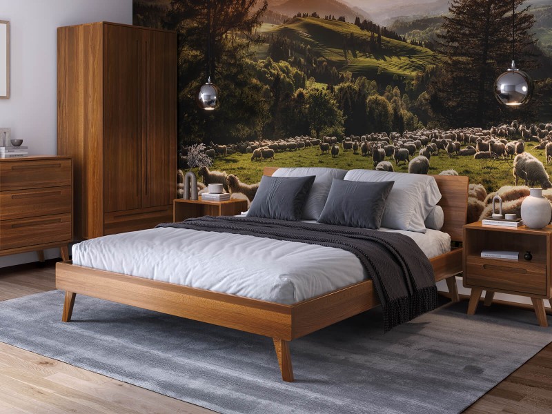 Pat din lemn de fag 140x200 Beskid 03 stejar rustic