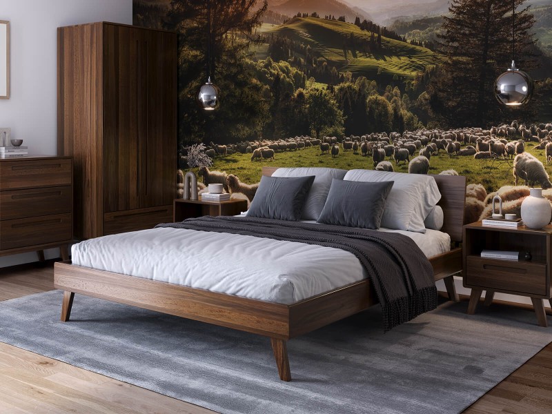 Pat din lemn de fag 160x200 Beskid 03 nuc italian