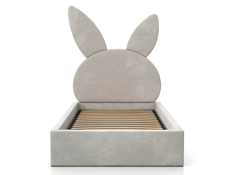 Pat pentru copii tapitat 90x200 cu cadru, gri Velvet Kids Line 2 Rabbit