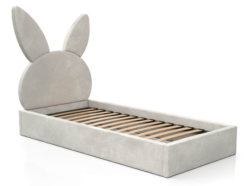 Pat pentru copii tapitat 90x200 cu cadru, gri Velvet Kids Line 2 Rabbit