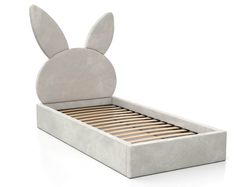 Pat pentru copii tapitat 90x200 cu cadru, gri Velvet Kids Line 2 Rabbit