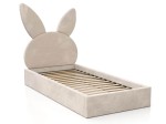 Pat Tapitat cu spatiu de depozitare 90x200 cm cu cadru, bej Velvet Kids Line 2 Rabbit