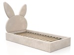 Pat Tapitat cu spatiu de depozitare 90x200 cm cu cadru, bej Velvet Kids Line 2 Rabbit