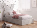 Pat Tapitat cu spatiu de depozitare 90x200 cm cu cadru, gri Velvet Kids Line 2 Rabbit