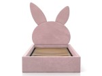 Pat Tapitat cu spatiu de depozitare 90x200 cm cu cadru, roz Velvet Kids Line 2 Rabbit