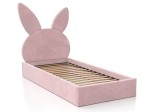 Pat Tapitat cu spatiu de depozitare 90x200 cm cu cadru, roz Velvet Kids Line 2 Rabbit