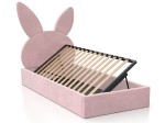 Pat Tapitat cu spatiu de depozitare 90x200 cm cu cadru, roz Velvet Kids Line 2 Rabbit