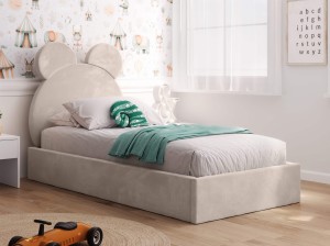 Pat pentru copii tapitat 90x200 cu cadru, bej Velvet Kids Line 1 Urs