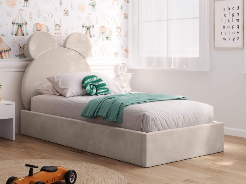 Pat pentru copii tapitat 90x200 cu cadru, bej Velvet Kids Line 1 Urs