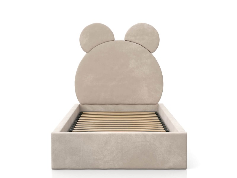 Pat pentru copii tapitat 90x200 cu cadru, bej Velvet Kids Line 1 Urs