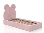 Pat Tapitat cu spatiu de depozitare 90x200 cm cu cadru, roz Velvet Kids Line 1 Urs