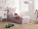 Pat Tapitat cu spatiu de depozitare 90x200 cm cu cadru, roz Velvet Kids Line 1 Urs