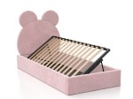 Pat Tapitat cu spatiu de depozitare 90x200 cm cu cadru, roz Velvet Kids Line 1 Urs