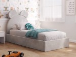 Pat Tapitat cu spatiu de depozitare 90x200 cm cu cadru, gri Velvet Kids Line 1 Urs