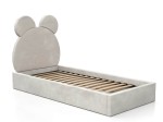 Pat Tapitat cu spatiu de depozitare 90x200 cm cu cadru, gri Velvet Kids Line 1 Urs