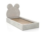 Pat Tapitat cu spatiu de depozitare 90x200 cm cu cadru, gri Velvet Kids Line 1 Urs