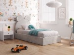 Pat Tapitat cu spatiu de depozitare 90x200 cm cu cadru, gri Velvet Kids Line 1 Urs