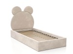 Pat Tapitat cu spatiu de depozitare 90x200 cm cu cadru, bej Velvet Kids Line 1 Urs