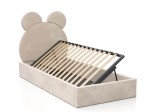 Pat Tapitat cu spatiu de depozitare 90x200 cm cu cadru, bej Velvet Kids Line 1 Urs