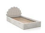 Pat Tapitat cu spatiu de depozitare 90x200 cm cu cadru, gri Velvet Kids Line 3 Scoica