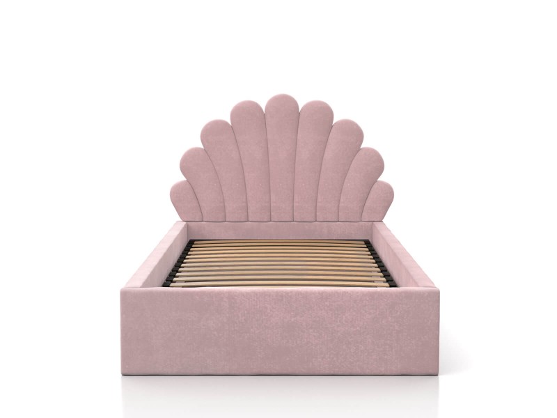 Pat Tapitat cu spatiu de depozitare 90x200 cm cu cadru, roz Velvet Kids Line 3 Scoica