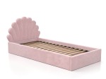 Pat Tapitat cu spatiu de depozitare 90x200 cm cu cadru, roz Velvet Kids Line 3 Scoica