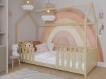 Pat Montessori copii 80x160 cu balustrada si cadru, pin D8