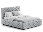 Pat tapitat cu spatiu de depozitare 140x200 PRO line 15 Gri Velvet