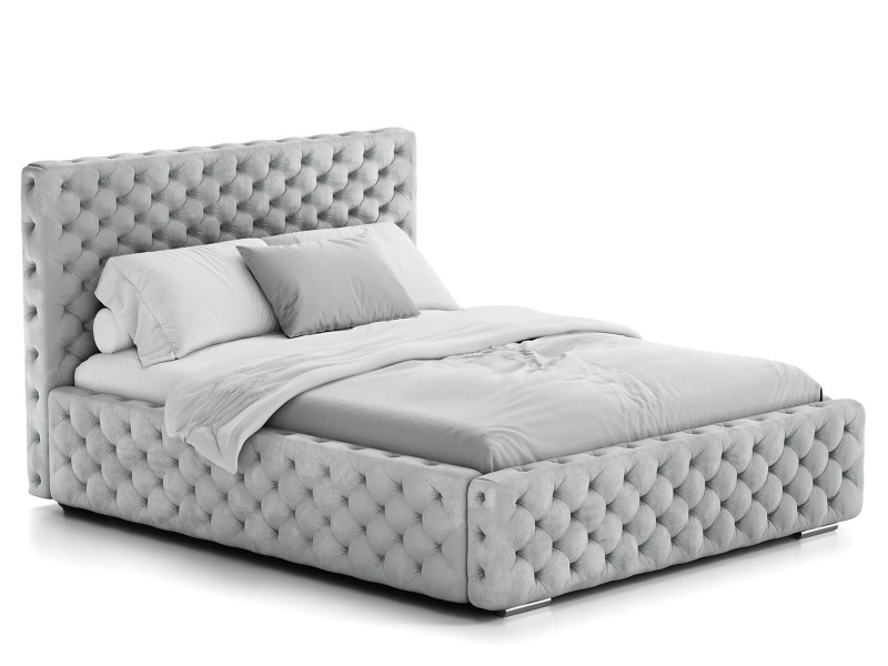 Pat tapitat cu spatiu de depozitare 140x200 PRO line 15 Gri Velvet
