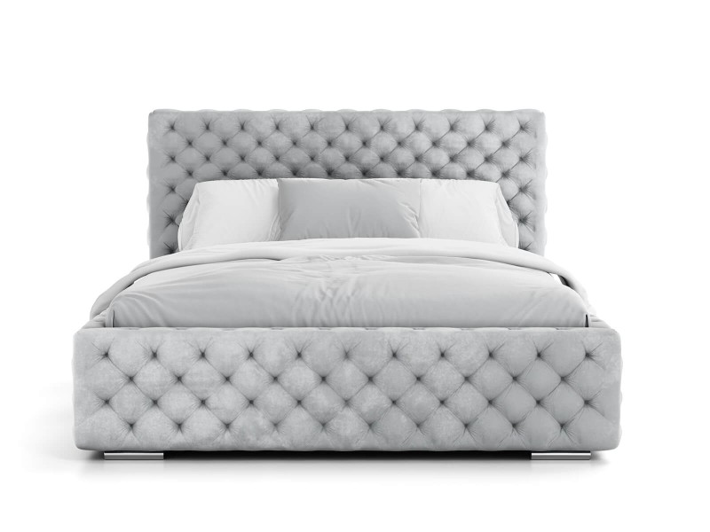 Pat tapitat cu spatiu de depozitare 140x200 PRO line 15 Gri Velvet