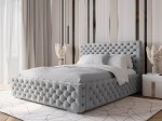 Pat tapitat cu spatiu de depozitare 140x200 PRO line 15 Gri Velvet
