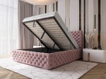Pat tapitat cu spatiu de depozitare 180x200 PRO line 15 Roz Velvet