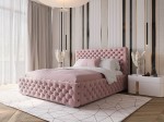 Pat tapitat cu spatiu de depozitare 180x200 PRO line 15 Roz Velvet